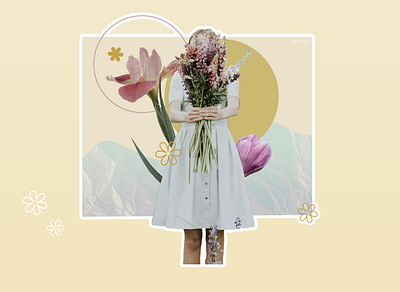 Spring vintage collage collage collage design design flower girl graphic design graphics photoshop poster spring vintage