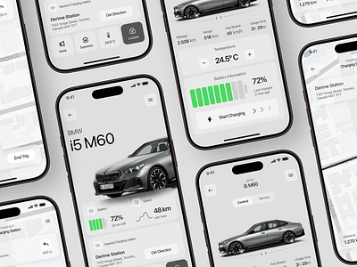 Electric Vehicle Mobile App automobile automotive battery cars charging clean driving electric car electric vehicle ev app ev charging ev mobile app futuristic minimalist mobile mobile app navigation remote transportation vehicle