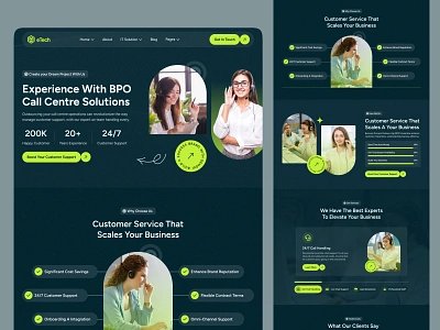 BPO and Call Centre Landing Page bpo business process call center colorful contact center customer design landing page fleexstudio gradient helpdesk it it solutions landing page support support team technology ui ux webdesign website bpo website design