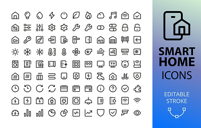 Smart Home Systems UI Icons app control home house icons smart smart home symbols systems ui ux vector