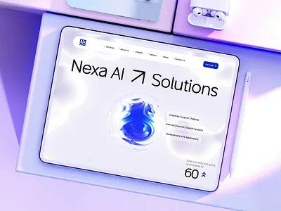 Nexa AI white landing page 3D animation 3d 3d animation 3d art ai e commerce ecommerce finance fintech hero hero image hero section homepage landing landing page landingpage web web design web3 webdesign website