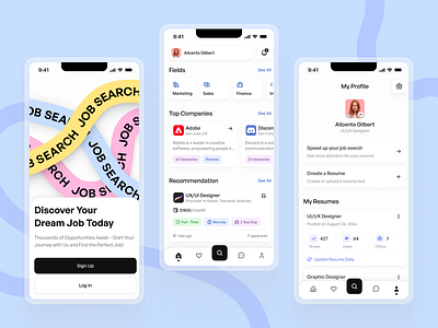 Jobster - job hunting app app design job mobile mobile app search ui ux