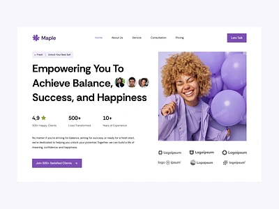 Maple - Life Coach Landing Page Website design figma landing page layout lifecoach ui ux website