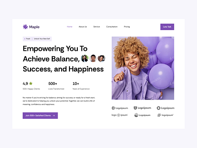 Maple - Life Coach Landing Page Website design figma landing page layout lifecoach ui ux website