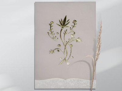 Off-White Floral Themed - Foil Stamped Wedding Card inexpensive wedding stationery