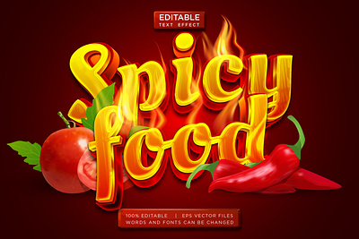 spicy food editable text effect 3d banner culinary design editable effect font effect food hot restaurant spicy template text vector