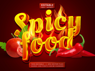 spicy food editable text effect 3d banner culinary design editable effect font effect food hot restaurant spicy template text vector