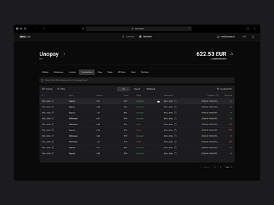 Unopay Crypto processing UX-UI design ui ux web website