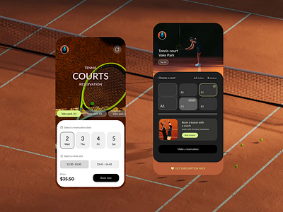 Tennis court Reservation - Mobile app android app app interaction court design figma ios minimal mobile mobile app mobile ui reservation sport tennis ui uiux ux