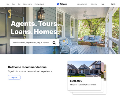 Zillow.com branding graphic design typography ui uiux web design