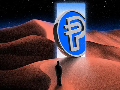 PayPal coin in desert 2d 3d crypto desert enter entrance grain grainy illustration market night