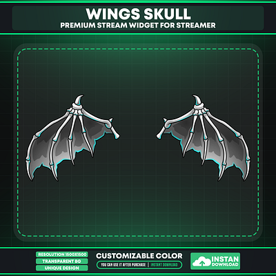 Vtuber Skull Wings - Horor theme Vtuber Asset wings vtuber asset