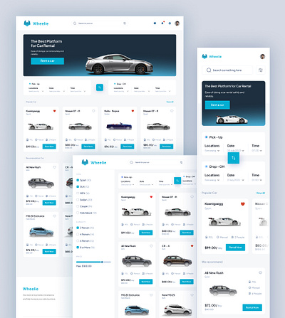 Web App UI Design for Wheelie Car Rental app design figma mobile app mobile design photoshop ui ui design uiux usability ux ux design web app web application web design