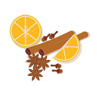 Vector illustration of spices (cinnamon, clove and star anise)