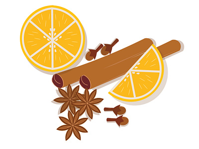 Vector illustration of spices (cinnamon, clove and star anise)