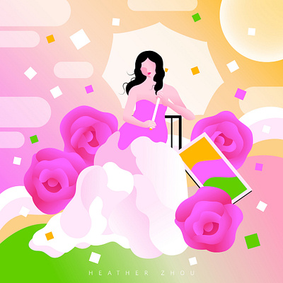 Dream Garden artist digital art dream fashion floral garden graphic design illustration love plant rose summer vector