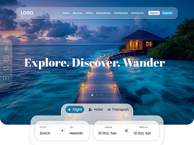 Travel Agency Web Landing Page UI | Daily Challenge Day 003 blue challenge daily ui day 003 expert landing page maldives popular pro tour travel agency visual design web ui