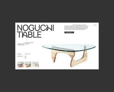 Concept. Noguchi table. first screen graphic design typography ui website