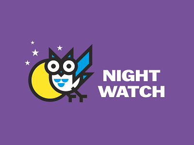 Night Watch light logo mikylangela moon night owl star watch wise