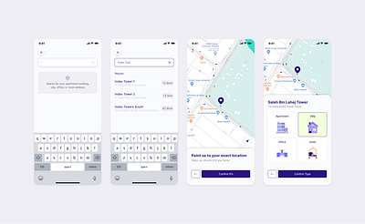 Mobile app address flow add address address address type app build button clean click component conversion create flow map minimal mobile mobile app product design select ui ux