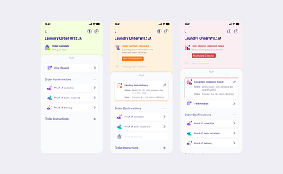 Mobile app order details page app clean completed confirmation design error in progress ios minimal mobile mobile app order details order information product design screen states status success timeline ui