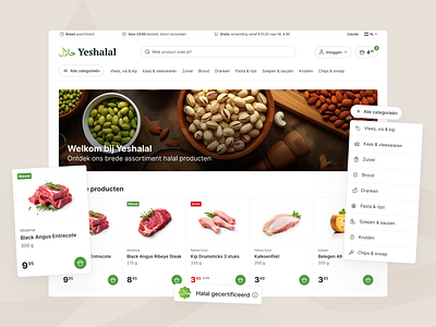 Yeshalal Marketplace ecommerce halal header layout marketplace menu product product design retailer saas shop ui ux vendor webshop