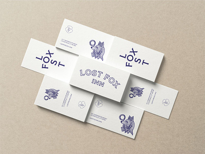 Lost Fox Inn Business Card Mockup brand design brand identity branding branding design business card business cards clean fox hand drawn identity design logo logo design minimal mockup purple stationary stationery typography vintage visual identity