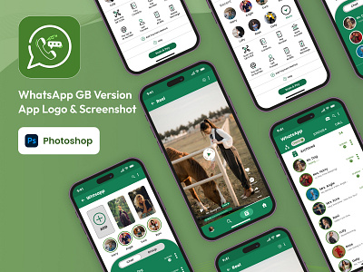 WhatsApp GB Version App logo & Screenshot figma graphic design motion graphics photoshop screenshot ui whatsapp