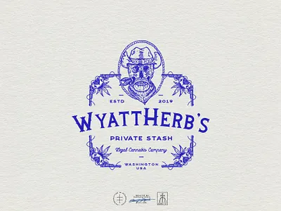 Wyatt Herb's Logo Design brand design brand identity branding branding design cbd cowboy floral hand drawn identity design illustration logo logo design logo designer logodesign skeleton skull southern vintage visual identity western