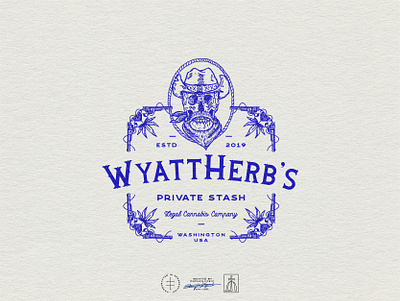 Wyatt Herb's Logo Design brand design brand identity branding branding design cbd cowboy floral hand drawn identity design illustration logo logo design logo designer logodesign skeleton skull southern vintage visual identity western