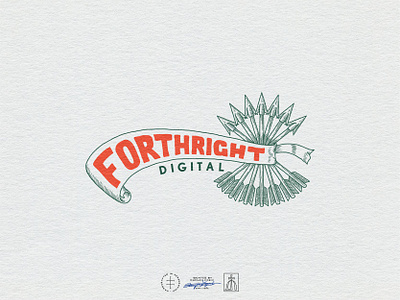 Forthright Digital Master Logo agency arrow banner brand design brand identity branding branding design hand drawn handdrawn identity design illustration lettering logo logo design logo designer marketing type typography vintage visual identity