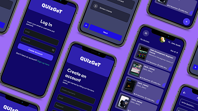 QuizGet Mobile App branding figma flutterflow graphic design mobile app development ui uiux user interface