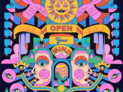 open your mind cubisme geometric geometricart graphic design illustration neonart openyourmind psychedelicart surrealart trippydesign visionaryart yoaz