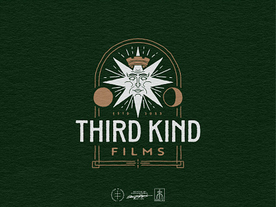 Third Kind Films Master Logo alien brand design brand identity branding branding design crown emblem film hand drawn identity design logo logo design moon space sun videography vintage visual identity wedding y2k