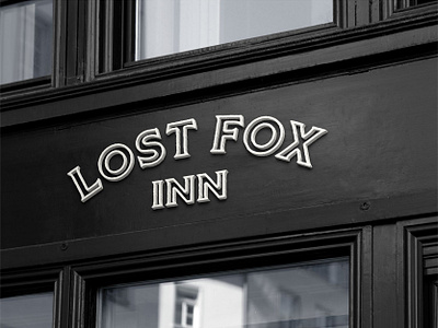 Lost Fox Inn Signage Mockup brand design brand identity branding branding design hand drawn hand lettering identity design lettering logo logo design logotype mockup sign signage type typography vintage visual identity window wordmark