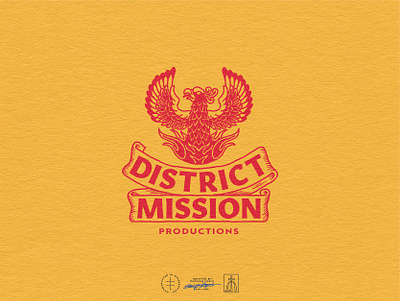 District Mission Productions Master Logo animal banner brand design brand identity branding branding design eagle hand drawn handdrawn identity design illustration logo logo design postproduction production retro san francisco tattoo vintage visual identity