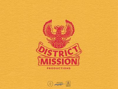 District Mission Productions Master Logo animal banner brand design brand identity branding branding design eagle hand drawn handdrawn identity design illustration logo logo design postproduction production retro san francisco tattoo vintage visual identity