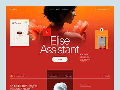 Website for an AI Productivity App ✦ Elise design interface product service startup ui ux web website