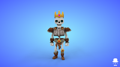 Voxel Skeleton Warrior 3 - 3D Fantasy Character 3d 3d model 3d pixel avatar character fantasy game asset lowpoly skeleton stylized undead unity3d voxel voxel art voxels warrior