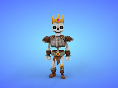 Voxel Skeleton Warrior 3 - 3D Fantasy Character 3d 3d model 3d pixel avatar character fantasy game asset lowpoly skeleton stylized undead unity3d voxel voxel art voxels warrior