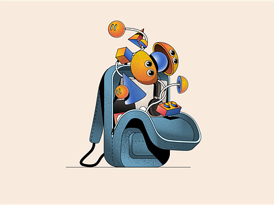 Inktober 24' day 1 - Backpack artwork backpack colors design gradient graphic design illustration inktober inktober 2024 vectober vectober 2024 vector