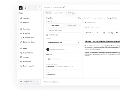 Dashboard - Email app b2b b2c builder dashboard email product design saas ui ux web workflow