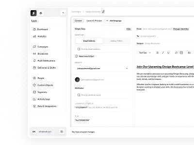 Dashboard - Email app b2b b2c builder dashboard email product design saas ui ux web workflow