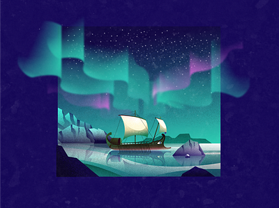 Inktober 2024 - Day 2 - Discover arctic illustration discover gradient greek ship illustration illustration inktober 2024 pytheas trireme vectober 2024