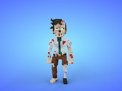 Voxel Zombie Scientist Character - 3D Game Asset 3d 3d model apocalypse avatar cartoon character fantasy game asset isometric lowpoly magicavoxel scientist unity3d voxedit voxel voxel art voxels zombie zombies