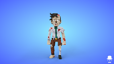 Voxel Zombie Scientist Character - 3D Game Asset 3d 3d model apocalypse avatar cartoon character fantasy game asset isometric lowpoly magicavoxel scientist unity3d voxedit voxel voxel art voxels zombie zombies