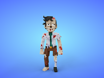 Voxel Zombie Scientist Character - 3D Game Asset 3d 3d model apocalypse avatar cartoon character fantasy game asset isometric lowpoly magicavoxel scientist unity3d voxedit voxel voxel art voxels zombie zombies