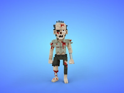 Voxel Zombie Character 2 - 3D Fantasy Game Asset 3d 3d model 3d pixel avatar character fantasy game asset game character humanoid isometric lowpoly magicavoxel stylized undead unity3d voxedit voxel voxel art zombies