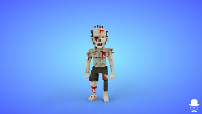 Voxel Zombie Character 2 - 3D Fantasy Game Asset 3d 3d model 3d pixel avatar character fantasy game asset game character humanoid isometric lowpoly magicavoxel stylized undead unity3d voxedit voxel voxel art zombies