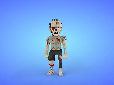 Voxel Zombie Character 2 - 3D Fantasy Game Asset 3d 3d model 3d pixel avatar character fantasy game asset game character humanoid isometric lowpoly magicavoxel stylized undead unity3d voxedit voxel voxel art zombies